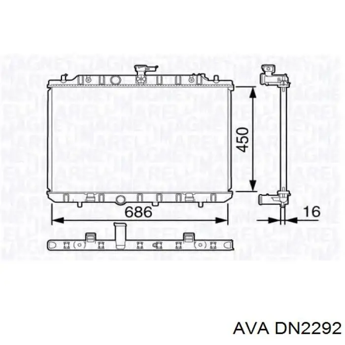 Радиатор охлаждения двигателя AVA DN2292 цена, от 124.45 USD