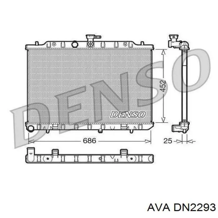 Радиатор охлаждения двигателя AVA DN2293 цена, от 181.41 USD