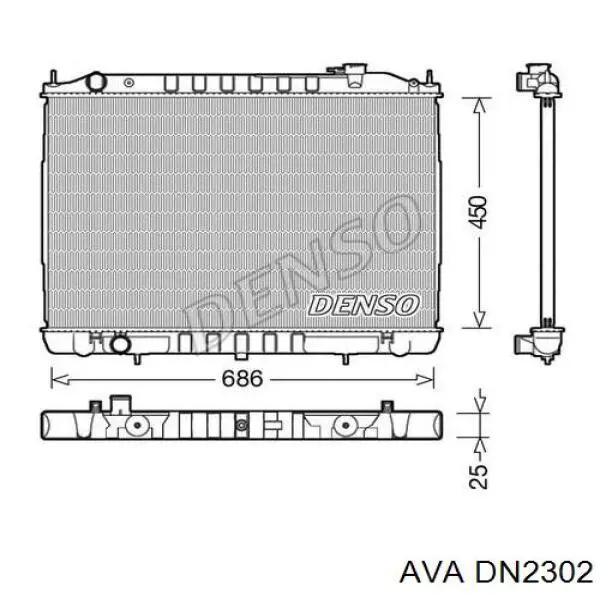 Радиатор охлаждения двигателя AVA DN2302 цена, от 102.35 USD