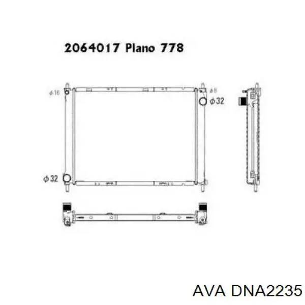 Радиатор охлаждения двигателя AVA DNA2235 цена, от 60.72 USD