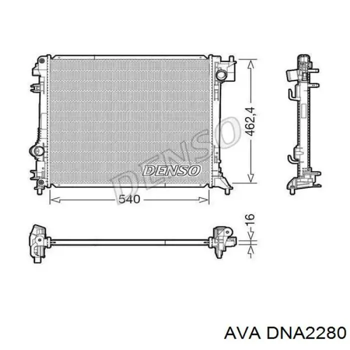 Радиатор охлаждения двигателя AVA DNA2280 цена, от 108.66 USD