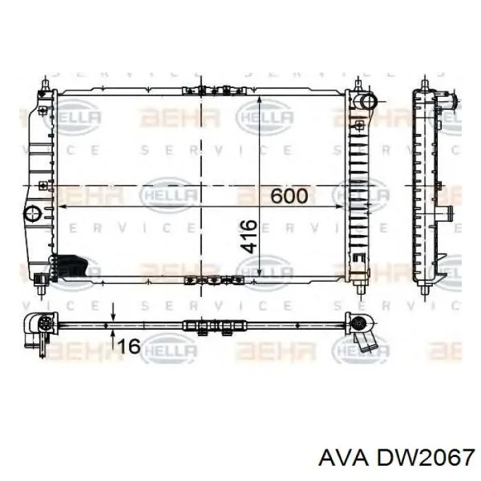 DW2067 AVA Радиатор основной