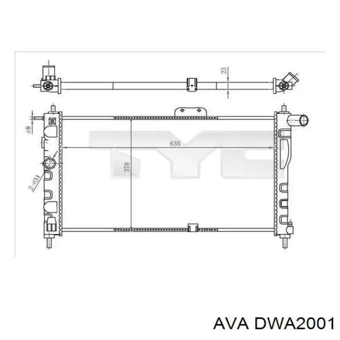 Радиатор охлаждения двигателя AVA DWA2001 цена, от 53.24 USD