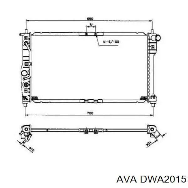 Радиатор охлаждения двигателя AVA DWA2015 цена, от 62.35 USD