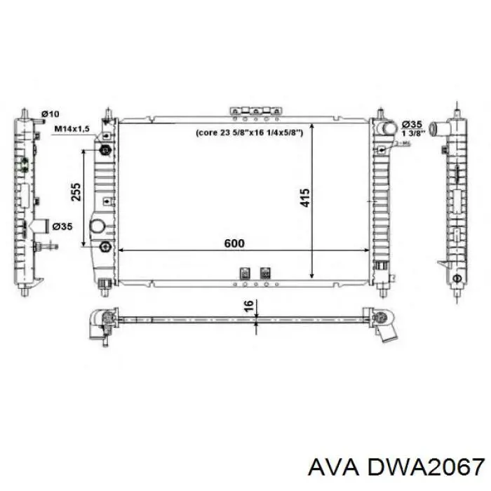 Радиатор охлаждения двигателя AVA DWA2067 цена, от 55.39 USD
