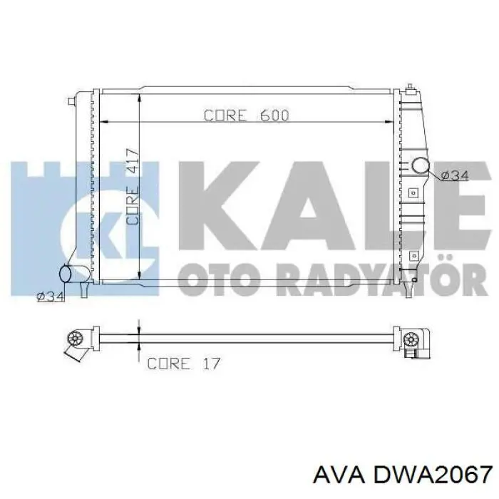Купить DWA2067 AVA Радиатор водяной