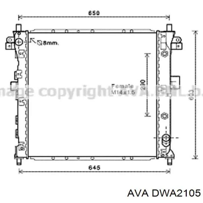 DWA2105 AVA radiador de esfriamento de motor