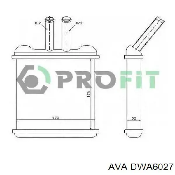 Радиатор печки DWA6027 AVA