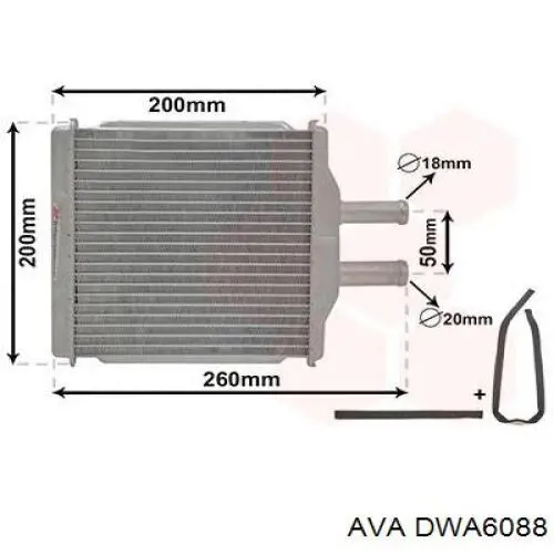 Радиатор печки (отопителя) AVA DWA6088 цена, от 30.76 USD