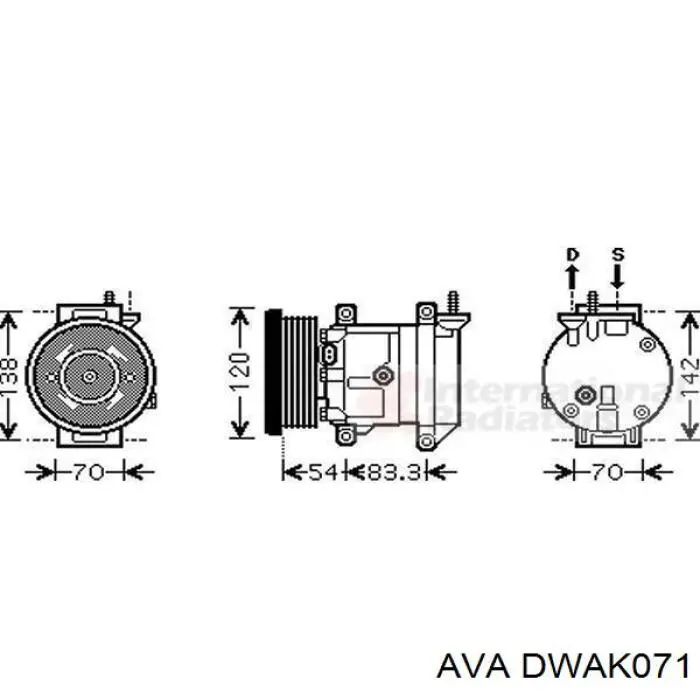 Компрессор системы кондиционирования AVA DWAK071 цена, от 216.97 USD