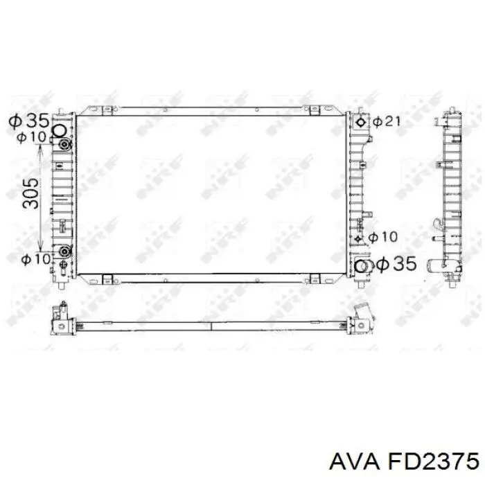 Радиатор охлаждения двигателя AVA FD2375 цена, от 126.17 USD