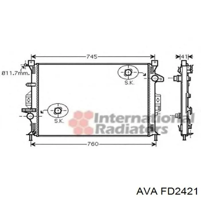 Радиатор охлаждения двигателя AVA FD2421 цена, от 87.64 USD