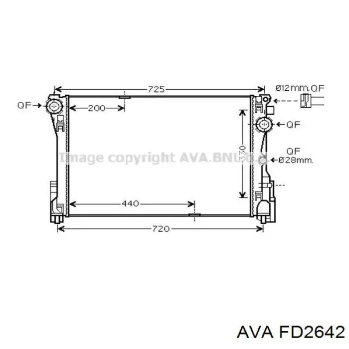 Радиатор охлаждения двигателя AVA FD2642 цена, от 89.36 USD
