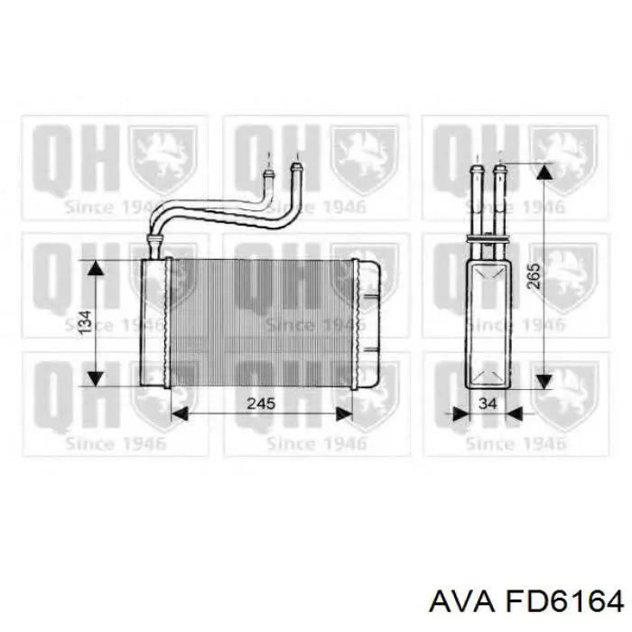 Радиатор печки (отопителя) AVA FD6164 цена, от 29.52 USD