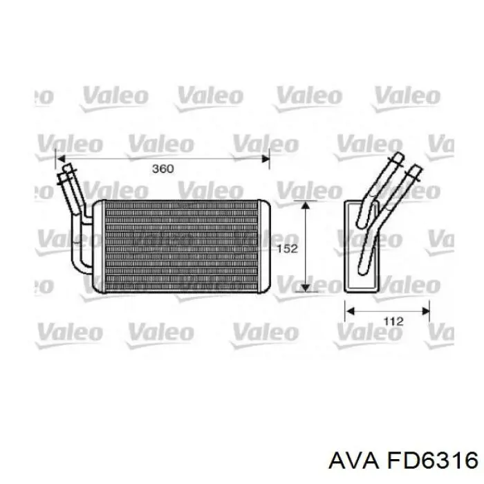 Радиатор печки (отопителя) AVA FD6316 цена, от 34.15 USD