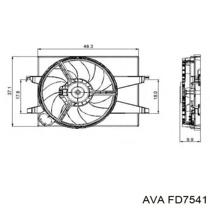 fd7541 AVA диффузор радиатора охлаждения, в сборе с мотором и крыльчаткой
