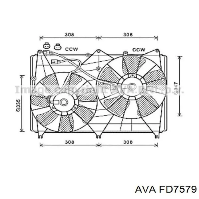 Диффузор радиатора охлаждения в сборе с мотором и крыльчаткой AVA FD7579 цена, от 252.57 USD