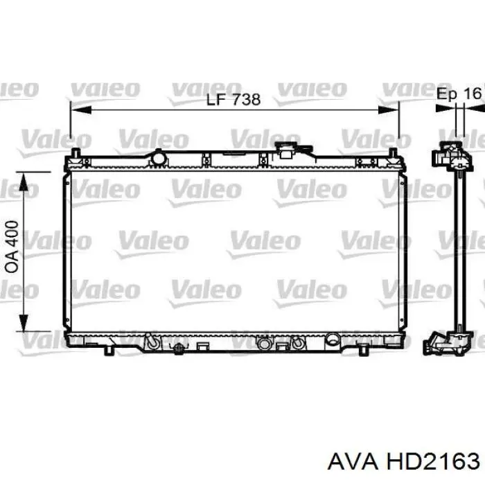 Радиатор охлаждения двигателя AVA HD2163 цена, от 79.67 USD