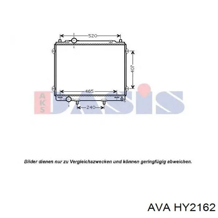 Радиатор охлаждения двигателя AVA HY2162 цена, от 121.21 USD