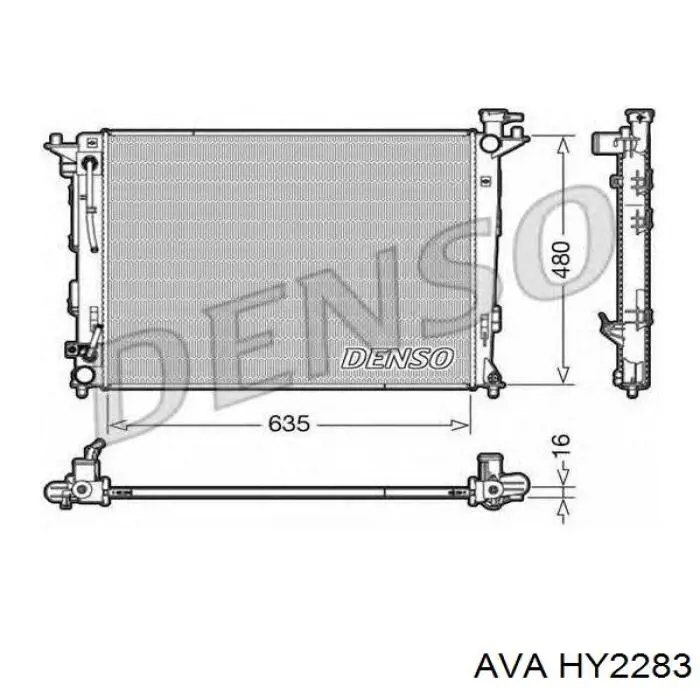 Радиатор охлаждения двигателя AVA HY2283 цена, от 108.11 USD
