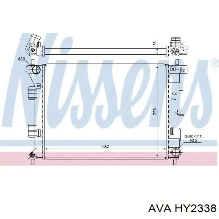 Радиатор охлаждения двигателя AVA HY2338 цена, от 96.41 USD