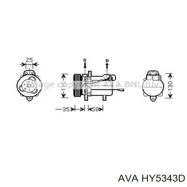 Радиатор кондиционера HY5343D AVA