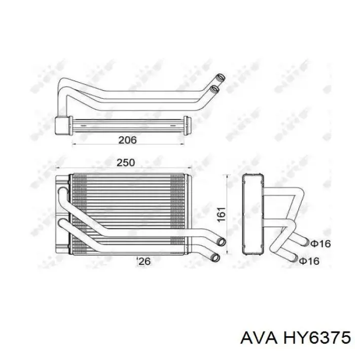 Радиатор печки HY6375 AVA