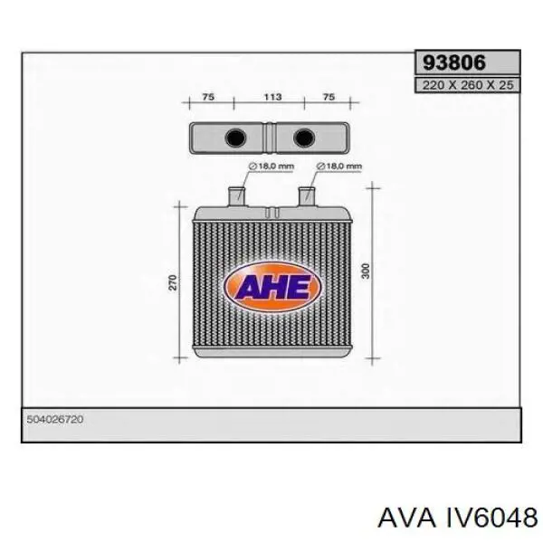 Купить IV6048 AVA Радиатор печки