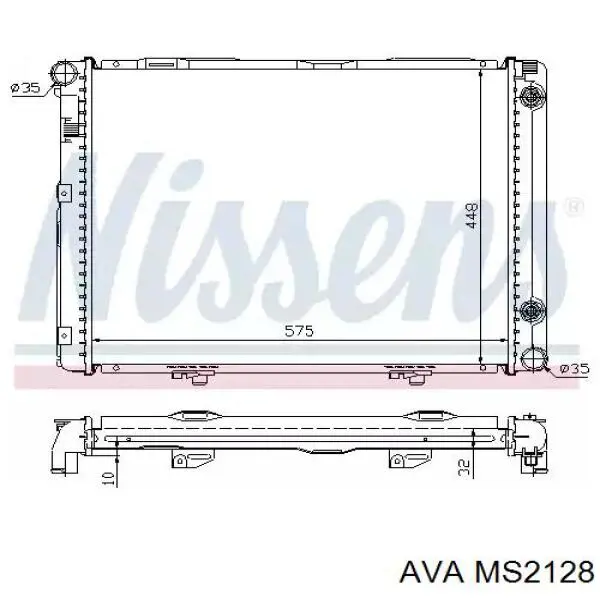 Радиатор охлаждения двигателя AVA MS2128 цена, от 96.98 USD