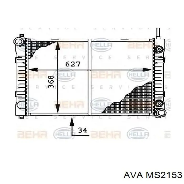 Радиатор охлаждения двигателя AVA MS2153 цена, от 38.56 USD