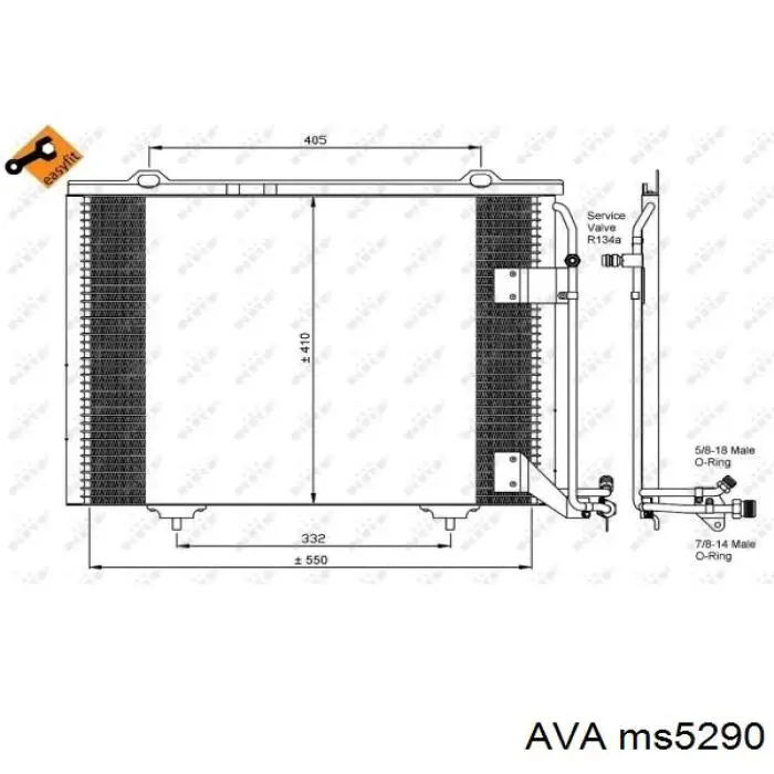 Радиатор кондиционера AVA MS5290