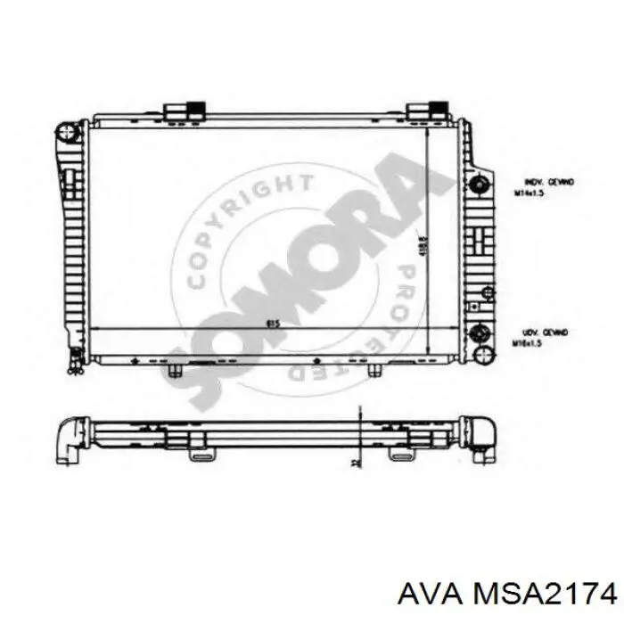 Радиатор охлаждения двигателя AVA MSA2174 цена, от 117.81 USD