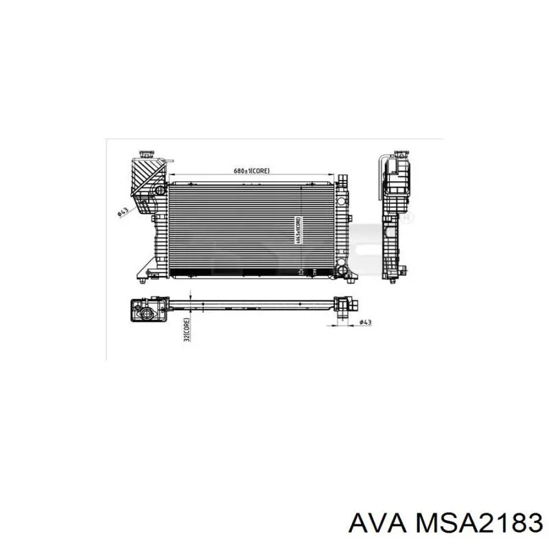 Радиатор охлаждения двигателя AVA MSA2183 цена, от 150.45 USD
