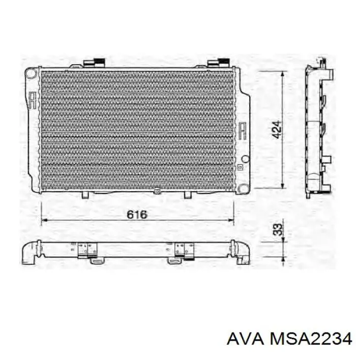 Радиатор охлаждения двигателя AVA MSA2234 цена, от 5235.61 UAH