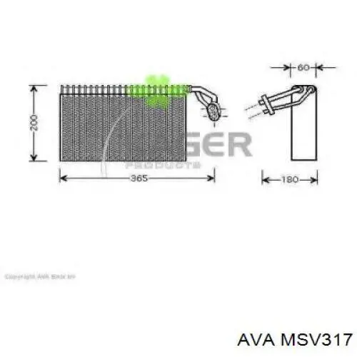 Радиатор испарителя кондиционера AVA MSV317 цена, от 114.33 USD