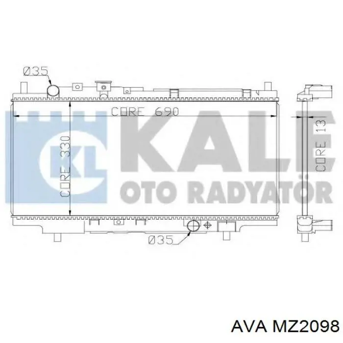 Радиатор охлаждения двигателя AVA MZ2098 цена, от 69.12 USD