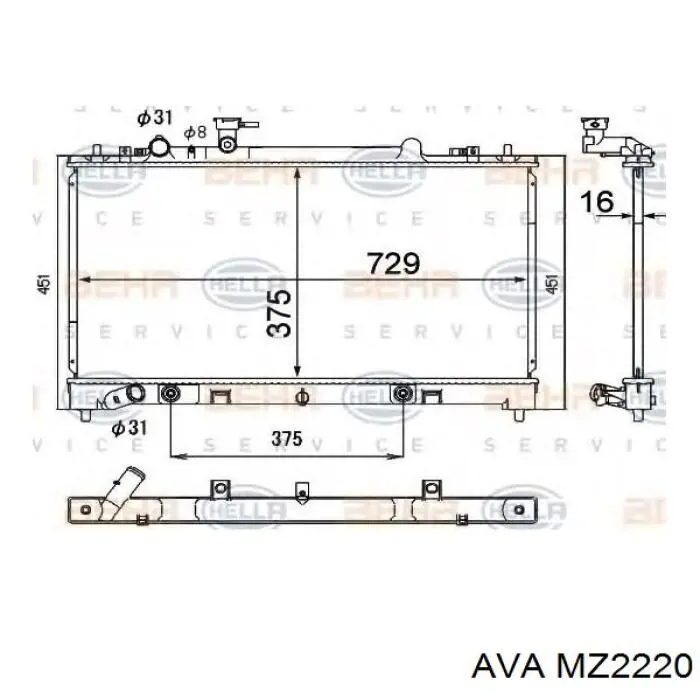Радиатор охлаждения двигателя Mazda L51615200C цена, от 56.69 USD