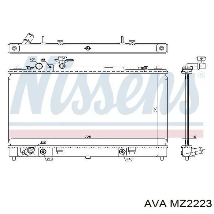 Радиатор охлаждения двигателя AVA MZ2223 цена, от 154.27 USD