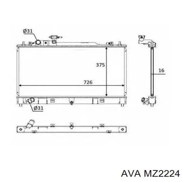 Купить MZ2224 AVA Радиатор водяной
