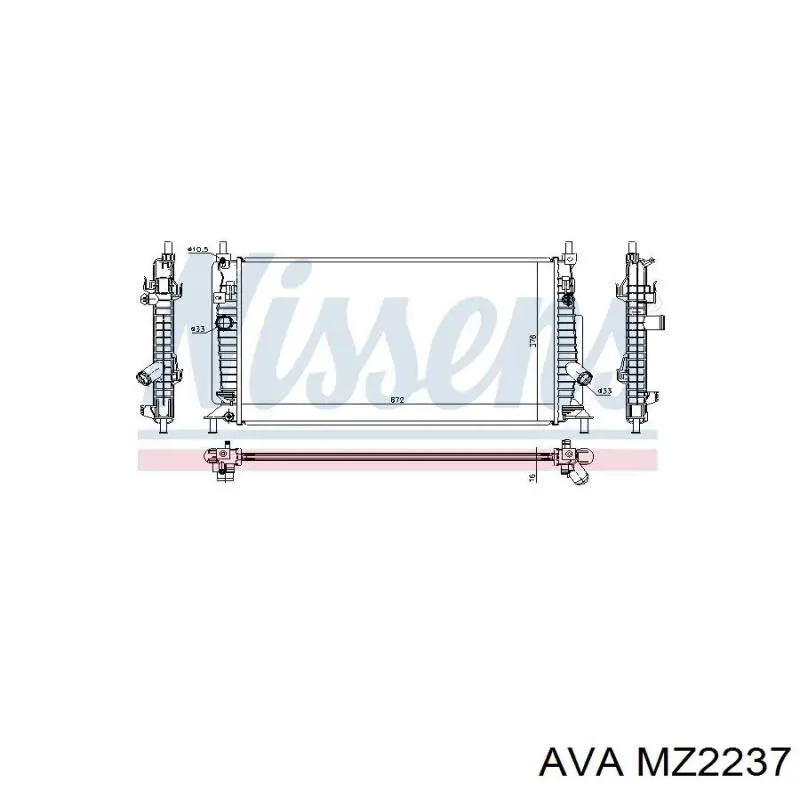 Радиатор охлаждения двигателя AVA MZ2237 цена, от 80.88 USD