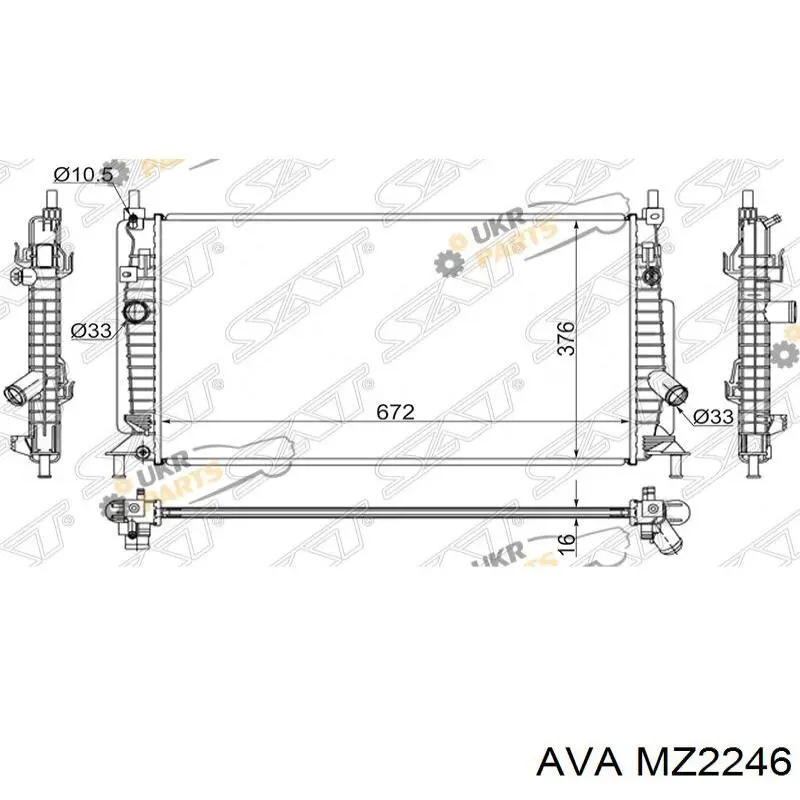 Радиатор охлаждения двигателя AVA MZ2246 цена, от 113.46 USD