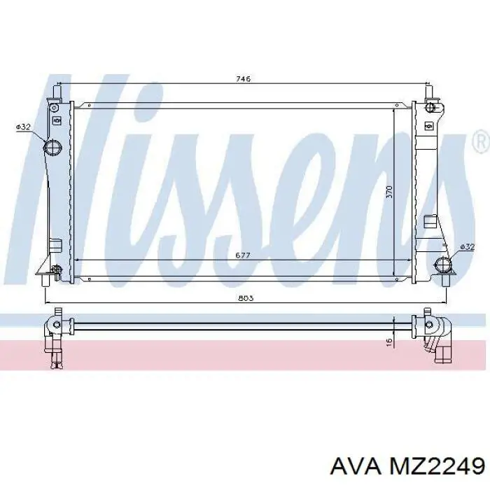 Купить MZ2249 AVA Радиатор водяной