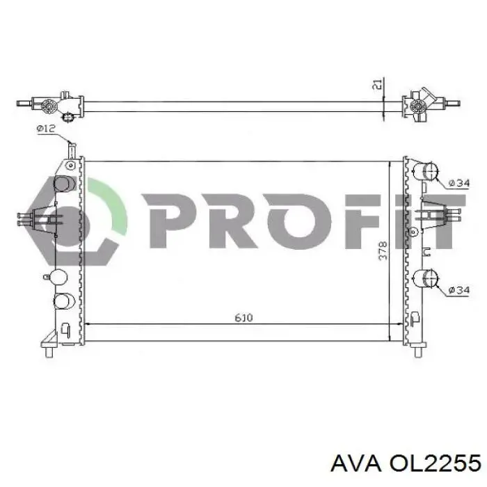 Радиатор охлаждения двигателя AVA OL2255 цена, от 50.88 USD