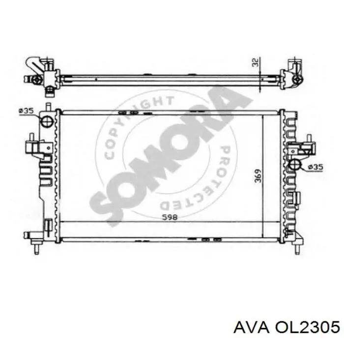 Купить OL2305 AVA Радиатор водяной