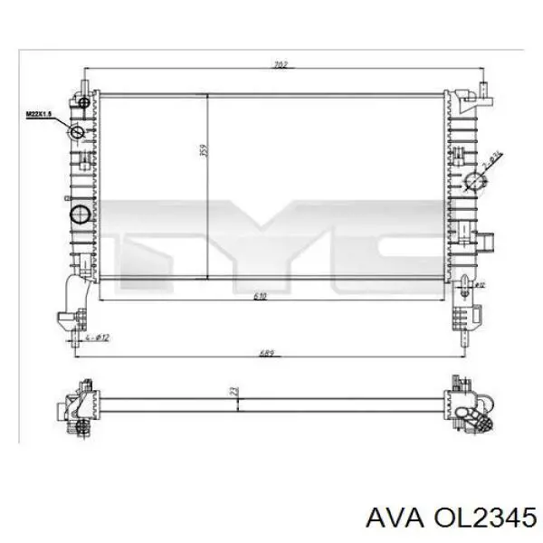 OL2345 AVA Радиатор основной