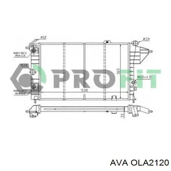Радиатор охлаждения двигателя AVA OLA2120 цена, от 61.93 USD