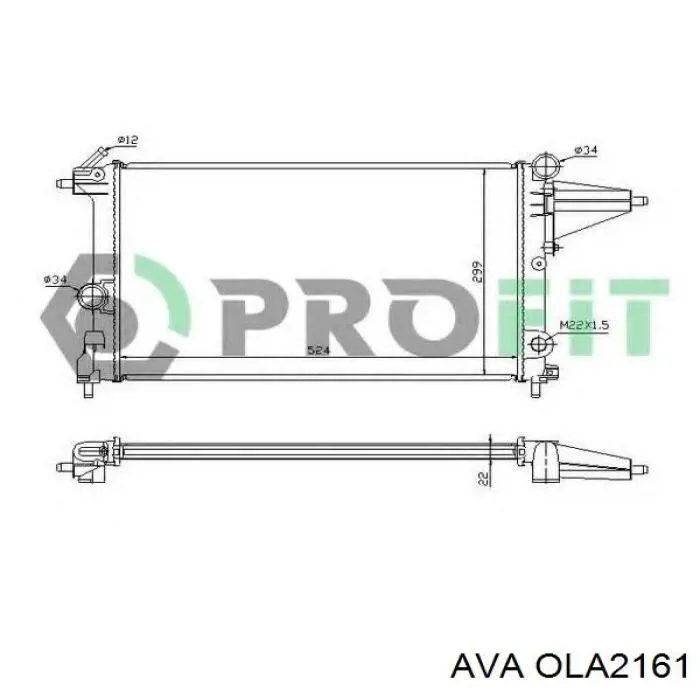 Радиатор охлаждения двигателя AVA OLA2161 цена, от 38.63 USD