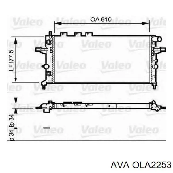 Радиатор охлаждения двигателя AVA OLA2253 цена, от 74.19 USD