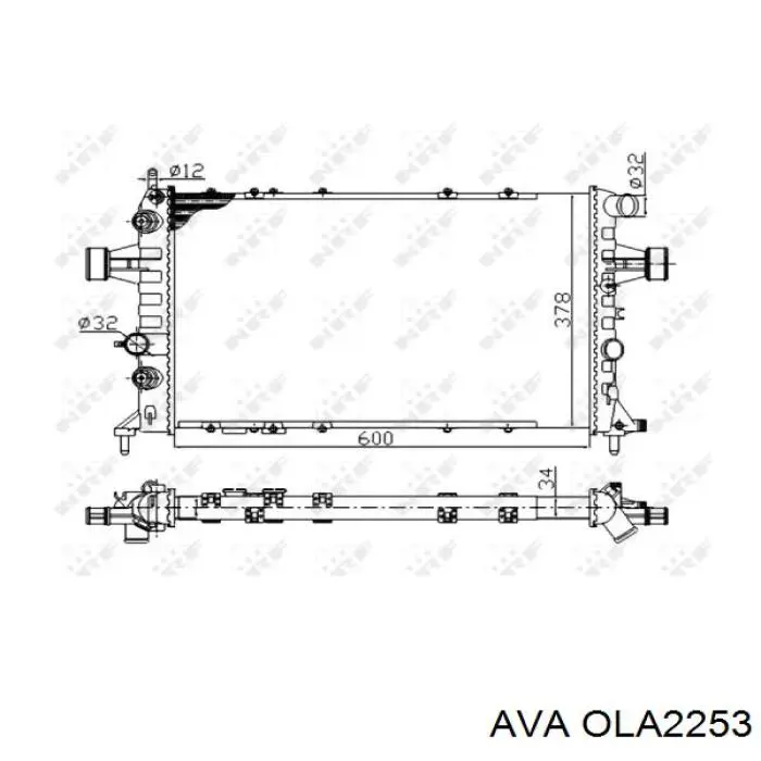 Радиатор охлаждения двигателя AVA OLA2253 цена, от 74.19 USD