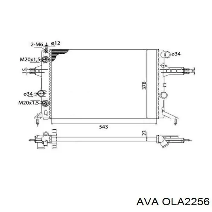 Радиатор охлаждения AVA OLA2256